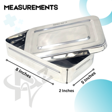 Load image into Gallery viewer, Stainless Steel Medical Sterilizer Box Instrument Organizer Storage Tray with Lid - 8L x 5W x 2H
