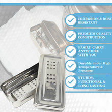 Load image into Gallery viewer, Stainless Steel Medical Sterilizer Box Instrument Organizer Perforated Storage Bin with Lid - 7L x 3W x 1.25H
