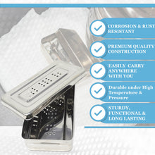 Load image into Gallery viewer, Stainless Steel Medical Sterilizer Box Instrument Organizer Perforated Storage Bin with Lid - 8L x 4W x 1.5H
