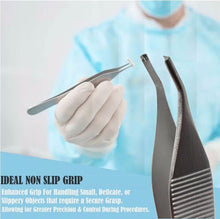 Load image into Gallery viewer, Adson Toothed Kocher Tissue Dissecting Forceps, 1x2 Teeth, 4.75" Curved Tweezers, Stainless Steel
