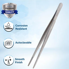 Load image into Gallery viewer, Dissecting Thumb Forceps Tweezers 8&quot; (20.3 cm), Blunt Serrated Tips
