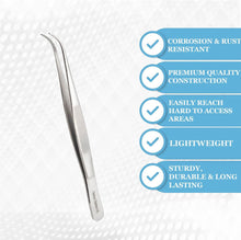 Load image into Gallery viewer, Dissecting Forceps Stainless Steel Micro Fine Point Serrated Tips 5.5" Curved Tweezers
