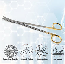 Load image into Gallery viewer, Metzenbaum Lab Dissecting Scissors, 7", Curved Blades, Stainless Steel, Gold Handle
