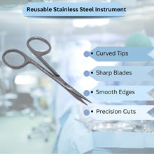 Load image into Gallery viewer, Micro Dissecting Lab Scissors Sharp Fine Points 4" Curved Stainless Steel Shears

