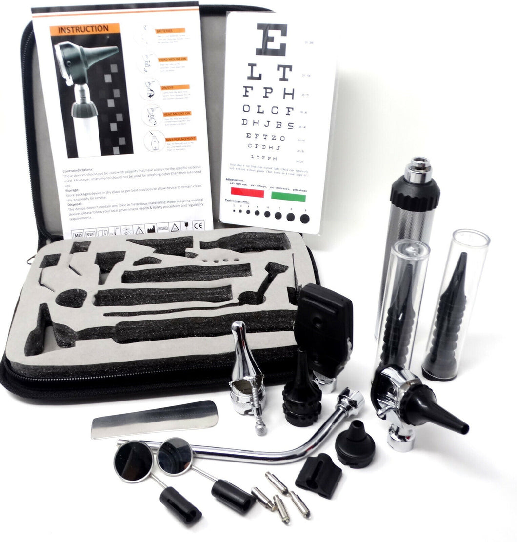 Premium ENT Inspection Diagnostic Otoscope,Ophthalmoscope set W/Snellen EyeChart