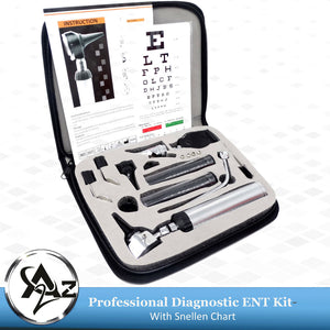 Premium ENT Inspection Diagnostic Otoscope,Ophthalmoscope set W/Snellen EyeChart