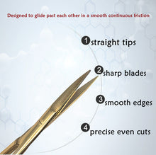 Load image into Gallery viewer, Micro Dissecting IRIS Lab Scissors Sharp Fine Points 4.5" Straight Stainless Steel Shears, Gold
