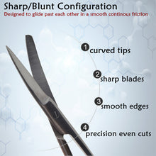 Load image into Gallery viewer, Lab Dissecting Scissors, Sharp/Blunt, 6.5", Curved, Stainless Steel
