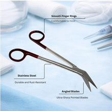 Load image into Gallery viewer, Kelly Gum Angled Scissors One Serrated Blade 6" Stainless Steel Shears, Maroon Handle
