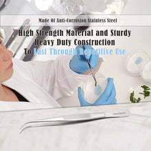 Load image into Gallery viewer, Dissecting Forceps Stainless Steel Micro Fine Point Serrated Tips 5.5" Curved Tweezers
