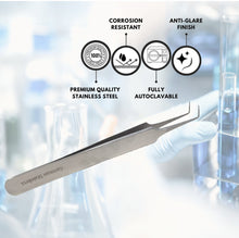 Load image into Gallery viewer, Lab Forceps Right Angled Needle Point Tip 4.75" Tweezers, Stainless Steel
