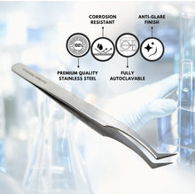 Load image into Gallery viewer, Lab Forceps Fine Point Shouldered Angle Tip 4.5" Tweezers, Stainless Steel
