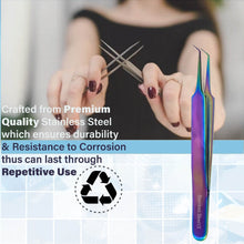 Load image into Gallery viewer, Stainless Steel Watch &amp; Jewelery Repair Tweezers #5A Forceps, Fine Point, Multi Rainbow Color, Premium Quality
