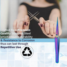 Load image into Gallery viewer, Stainless Steel Watch &amp; Jewelery Repair Tweezers #9 Forceps, Fine Point, Multi Rainbow Color, Premium Quality
