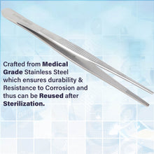 Load image into Gallery viewer, Dissecting Thumb Forceps Tweezers 6&quot; (15.3 cm), Blunt Serrated Tips
