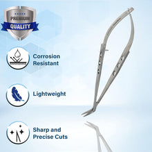 Load image into Gallery viewer, Castroviejo Micro Scissors 5.5" Angled, Fenestrated Flat Handle
