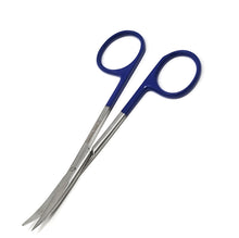 Load image into Gallery viewer, Micro Dissecting IRIS Lab Scissors Sharp Fine Points 4.5" Curved Stainless Steel Shears, Blue Handle
