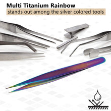 Load image into Gallery viewer, Stainless Steel Watch &amp; Jewelery Repair Tweezers #3 Forceps, Fine Point, Multi Rainbow Color Premium Quality
