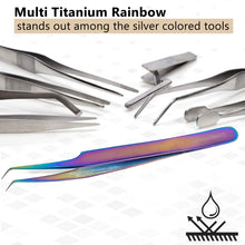 Load image into Gallery viewer, Stainless Steel Watch &amp; Jewelery Repair Tweezers #8A Forceps, Fine Point, Multi Rainbow Color, Premium Quality
