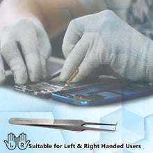 Load image into Gallery viewer, Lab Forceps Right Angled Needle Point Tip 4.75" Tweezers, Stainless Steel, Ridged
