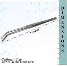 Load image into Gallery viewer, Dissecting Thumb Forceps Tweezers 12", Angled Blunt Serrated Tips
