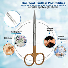 Load image into Gallery viewer, Micro Dissecting IRIS Lab Scissors Sharp Fine Points 4.5" Straight Stainless Steel Shears, Color Handle
