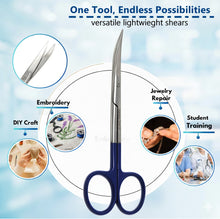 Load image into Gallery viewer, Micro Dissecting IRIS Lab Scissors Sharp Fine Points 4.5" Curved Stainless Steel Shears, Blue Handle
