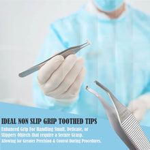 Load image into Gallery viewer, Adson Tissue Dissecting Forceps Stainless Steel Curved 1x2 Rat Tooth 4.75" Colored Band Tweezers
