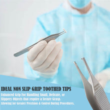 Load image into Gallery viewer, Adson Tissue Dissecting Forceps Stainless Steel 1x2 Rat Tooth 4.75" Straight Tweezers Colored Band
