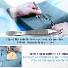 Load image into Gallery viewer, Adson Brown Forceps 9x9 Teeth, 4.75" Curved Tweezers, Stainless Steel
