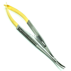 TC Castroviejo Needle Holder 5.5" Curved, Ridged Flat Handle