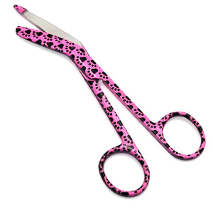 Stainless Steel 5.5" Bandage Lister Scissors for Nurses & Students Gift, Pink Black Paws