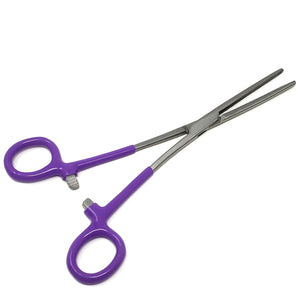 Purple PVC Vinyl Grip Handle Hemostat Forceps Straight Serrated 8"