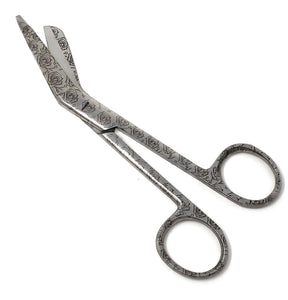 Stainless Steel 5.5" Bandage Lister Scissors for Nurses & Students Gift, Engraved Rose Garden