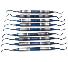 Load image into Gallery viewer, 9 Pcs Hollow Handle Gracey Curettes Set Blue Titanium Double Ended Stainless Steel Dental Instruments
