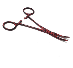 Red Zebra Coated Full Pattern Mosquito Hemostat Forceps 5.5" Curved