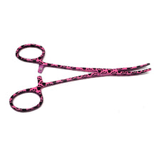 Load image into Gallery viewer, Hemostat Forceps 5.5&quot; (14cm) Curved Serrated Jaws, Stainless Steel, Pink Paws
