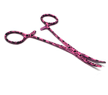 Load image into Gallery viewer, Hemostat Forceps 5.5&quot; (14cm) Curved Serrated Jaws, Stainless Steel, Pink Paws
