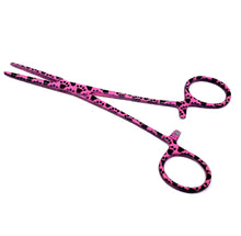 Load image into Gallery viewer, Hemostat Forceps 5.5&quot; (14cm) Straight Serrated Jaws, Stainless Steel, Pink Paws
