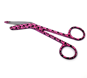 Stainless Steel 5.5" Bandage Lister Scissors for Nurses & Students Gift, Pink Black Paws