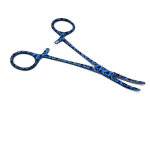 Hemostat Forceps 5.5" (14cm) Curved Serrated Jaws, Stainless Steel, Blue Paws