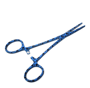 Hemostat Forceps 5.5" (14cm) Straight Serrated Jaws, Stainless Steel, Blue Paws