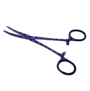 Hemostat Forceps 5.5" (14cm) Curved Serrated Jaws, Stainless Steel, Purple Paws