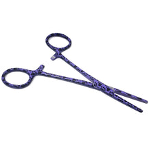 Load image into Gallery viewer, Hemostat Forceps 5.5&quot; (14cm) Straight Serrated Jaws, Stainless Steel, Purple Paws
