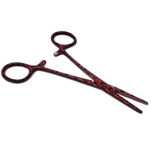Load image into Gallery viewer, Hemostat Forceps 5.5&quot; (14cm) Straight Serrated Jaws, Stainless Steel, Red Paws
