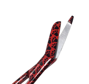 Stainless Steel 5.5" Bandage Lister Scissors for Nurses & Students Gift, Red Black Paws