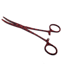 Load image into Gallery viewer, Hemostat Forceps 5.5&quot; (14cm) Curved Serrated Jaws, Stainless Steel, Red Paws
