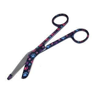 Stainless Steel 5.5" Bandage Lister Scissors for Nurses & Students Gift, Black Multi Paws