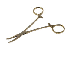 Load image into Gallery viewer, Mosquito Hemostat Forceps 5&quot; Curved, Stainless Steel, Full Gold
