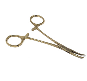 Mosquito Hemostat Forceps 5" Curved, Stainless Steel, Full Gold